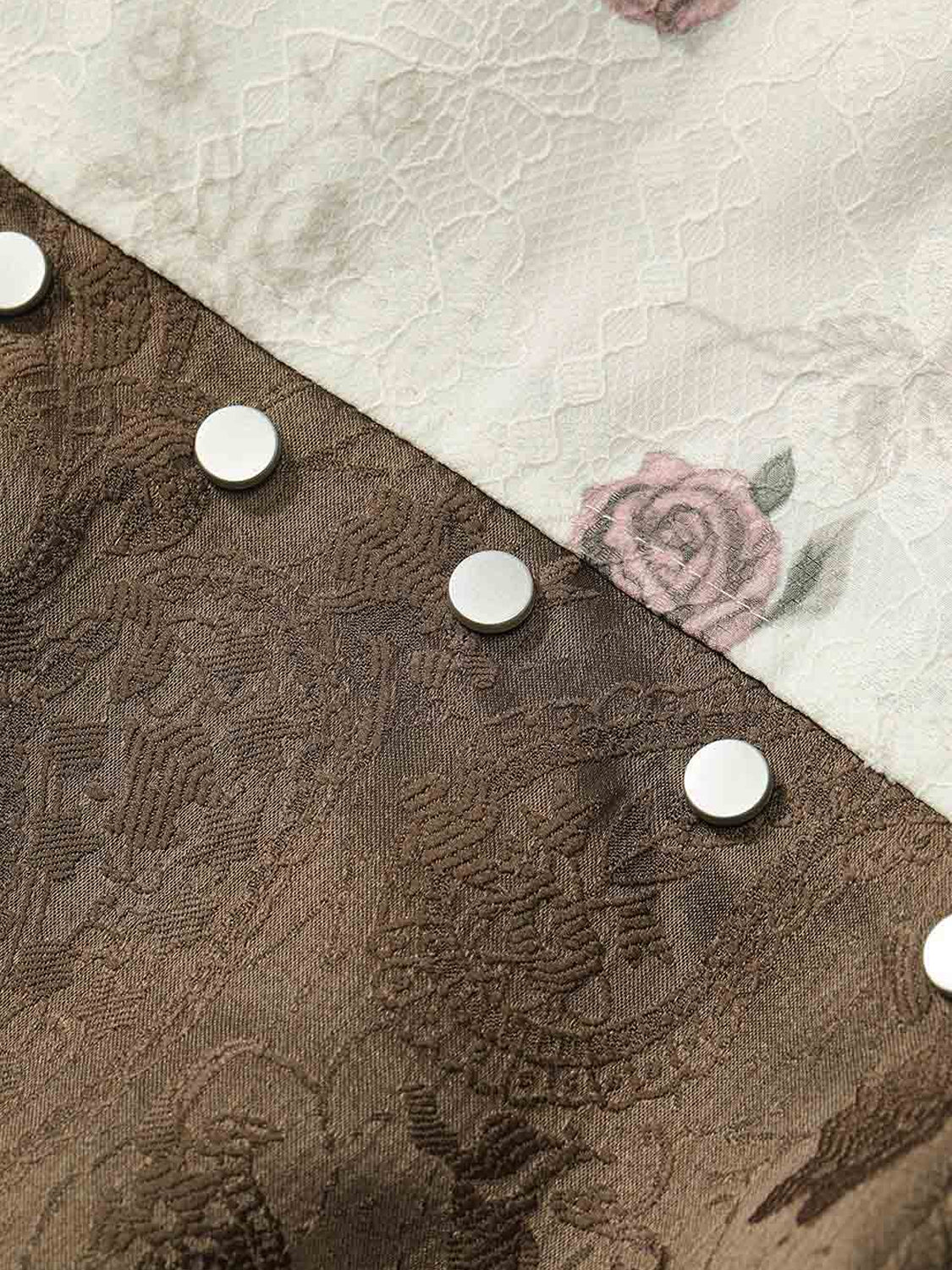 Vintage Sweet Cool Rivet Accent Jacquard Ruffle Cropped Jacket