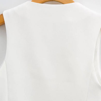 Chaleco cropped vintage para mujer con botones al frente