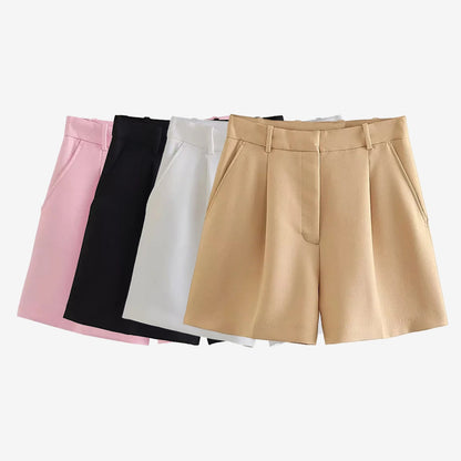 Bermudas de cintura alta con bolsillos