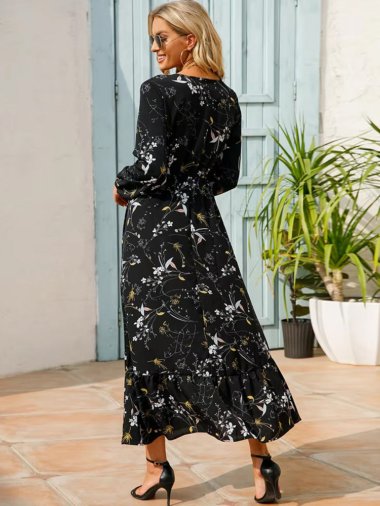 Vestido midi floral boho