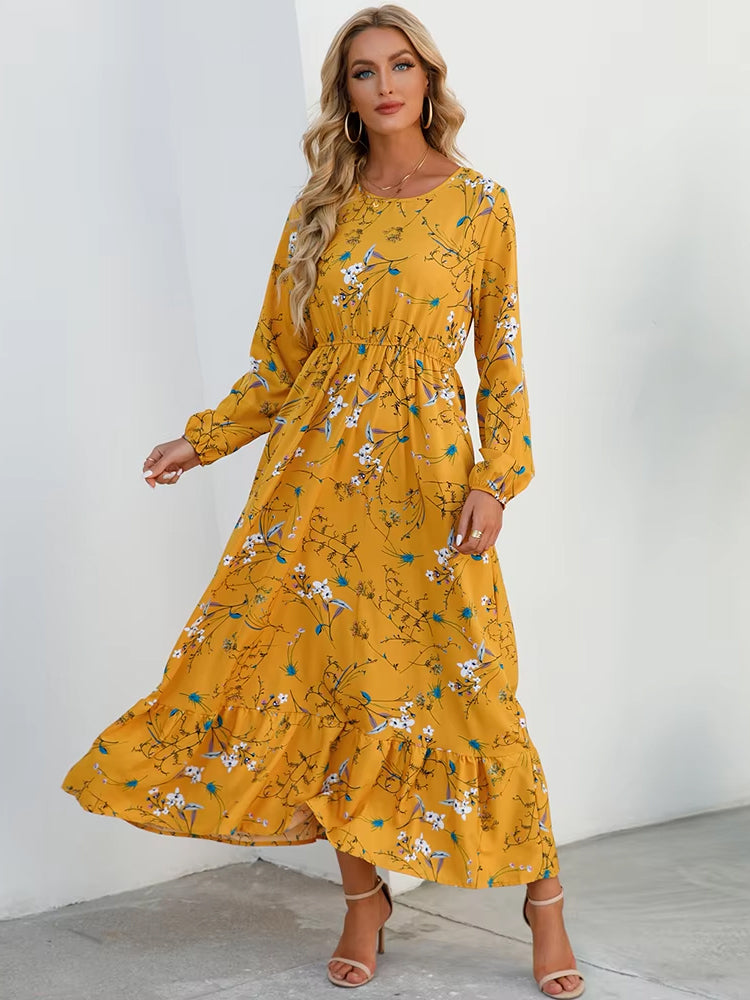 Vestido midi floral boho