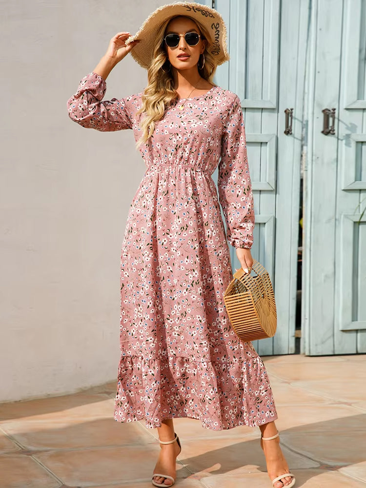 Vestido midi floral boho