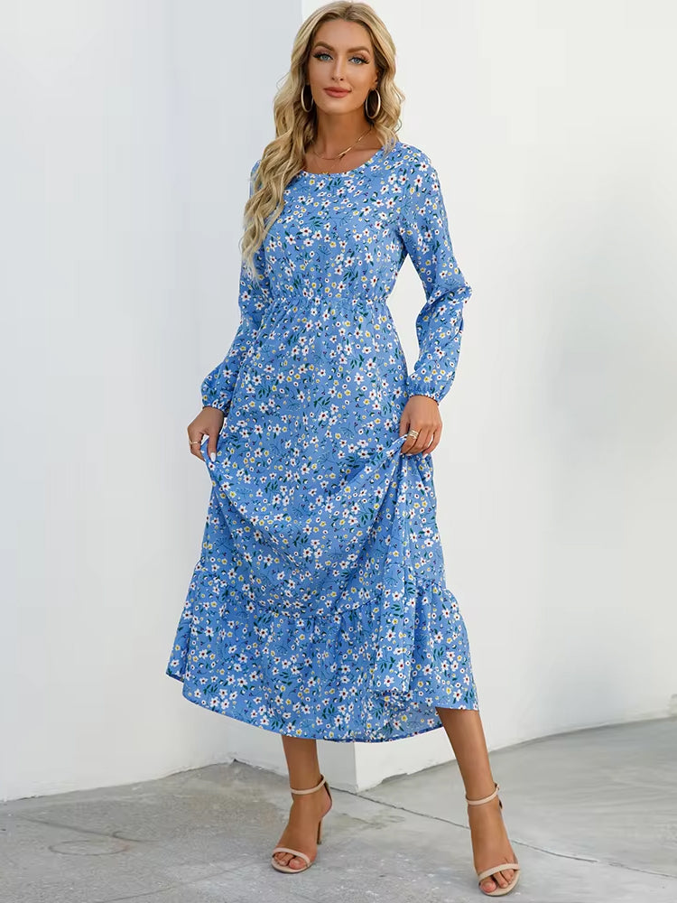 Vestido midi floral boho