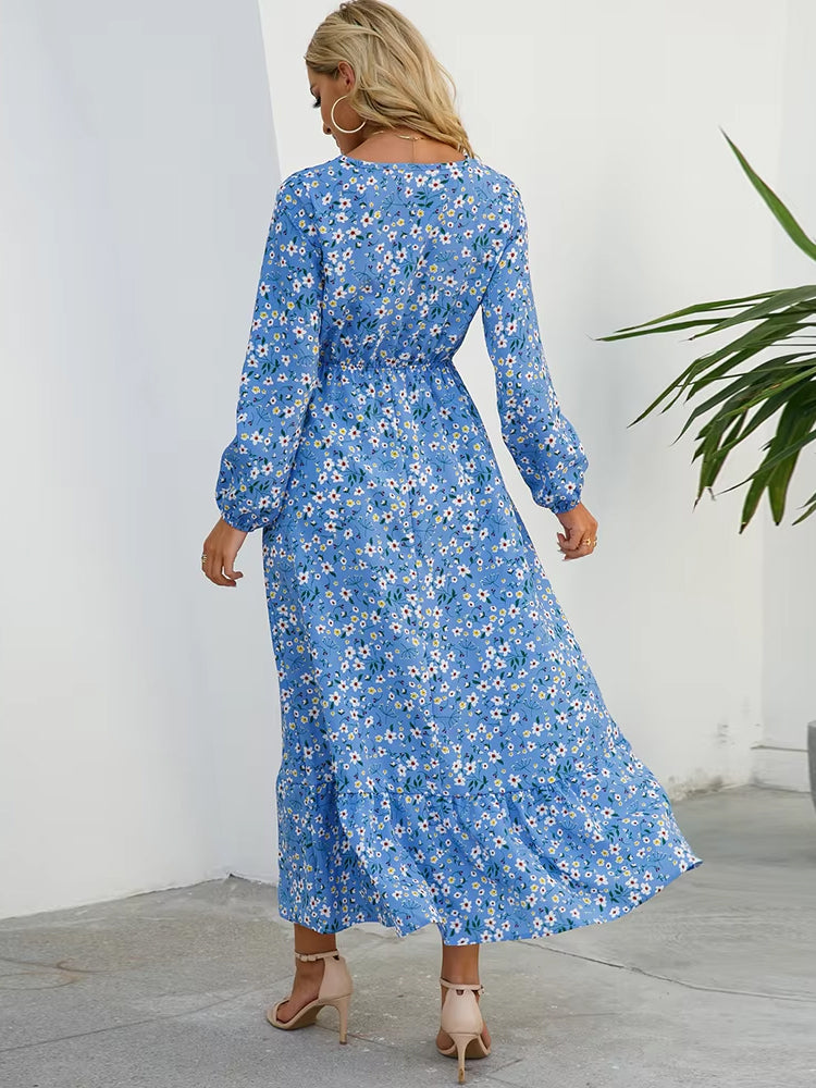 Vestido midi floral boho