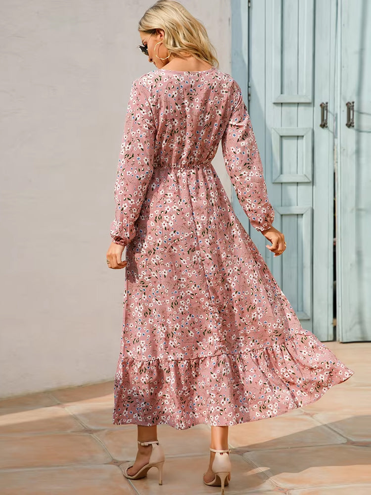 Vestido midi floral boho